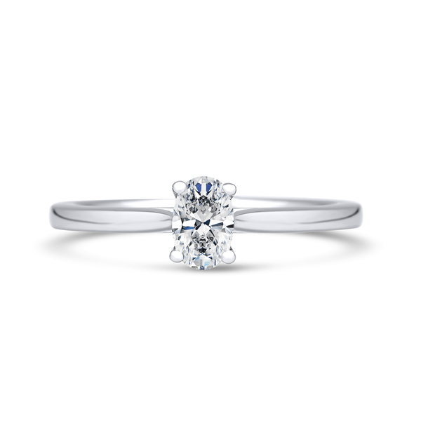Kinzy London oval cathedral solitaire engagement ring in platinum
