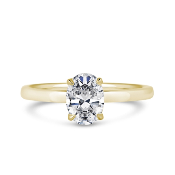 Kinzy oval yellow-gold design showing proportions discussed in the George Russell engagement ring analysis