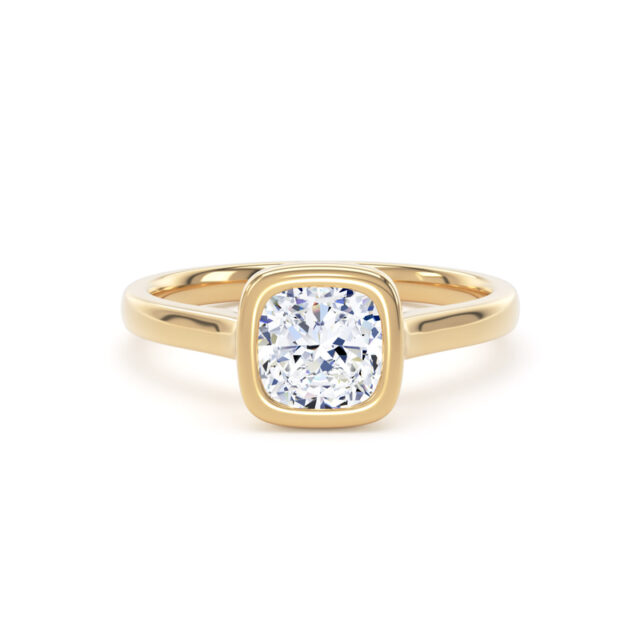 Cushion Bezel-Set Cathedral Solitaire Engagement Ring