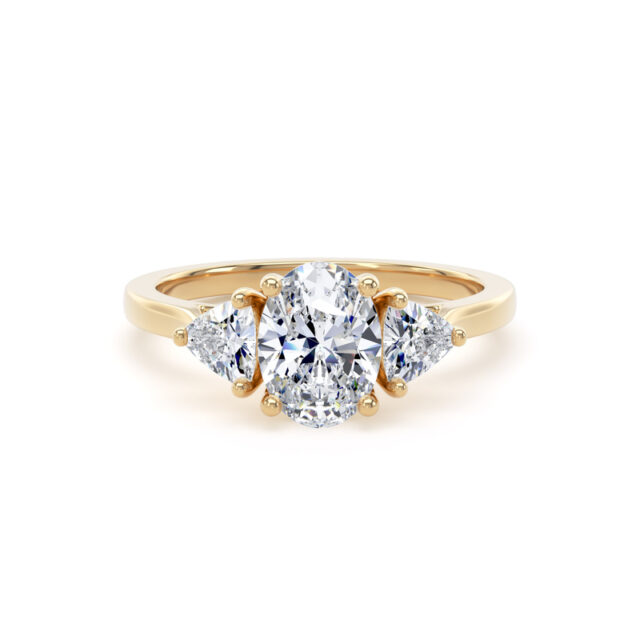 Oval Cathedral Trilogy in 18k yellow gold