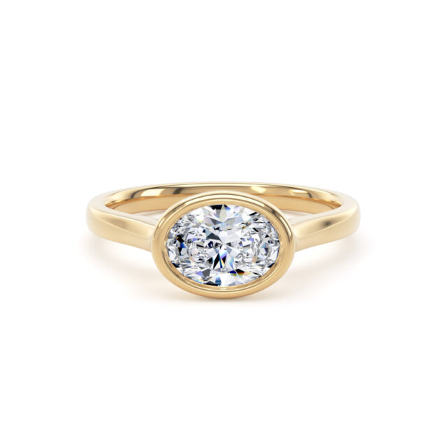 East-West Oval Bezel-Set Engagement Ring