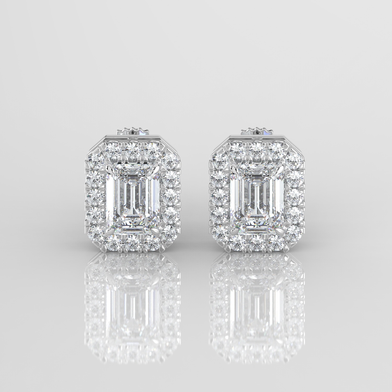 Emerald Diamond Halo Earrings