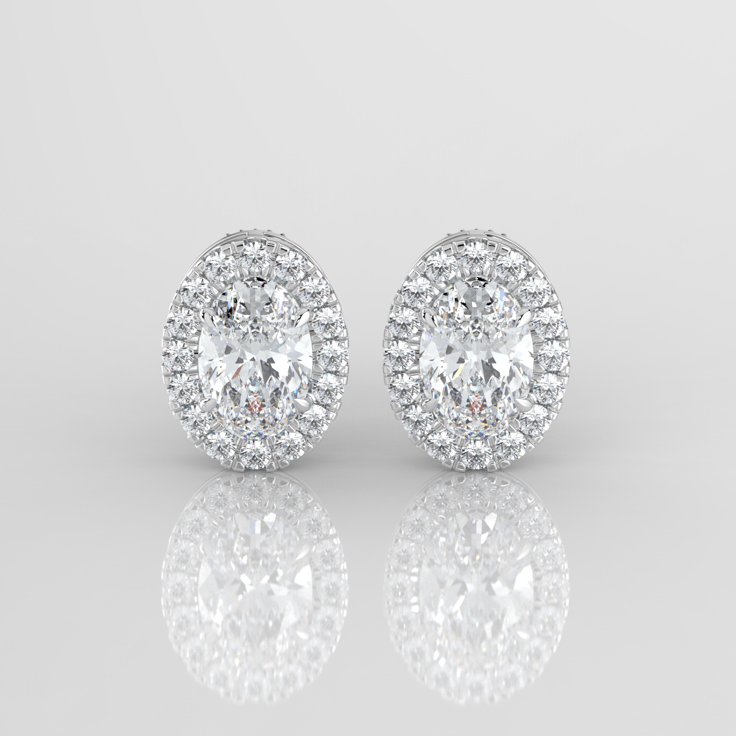 Oval Diamond Halo Earrings