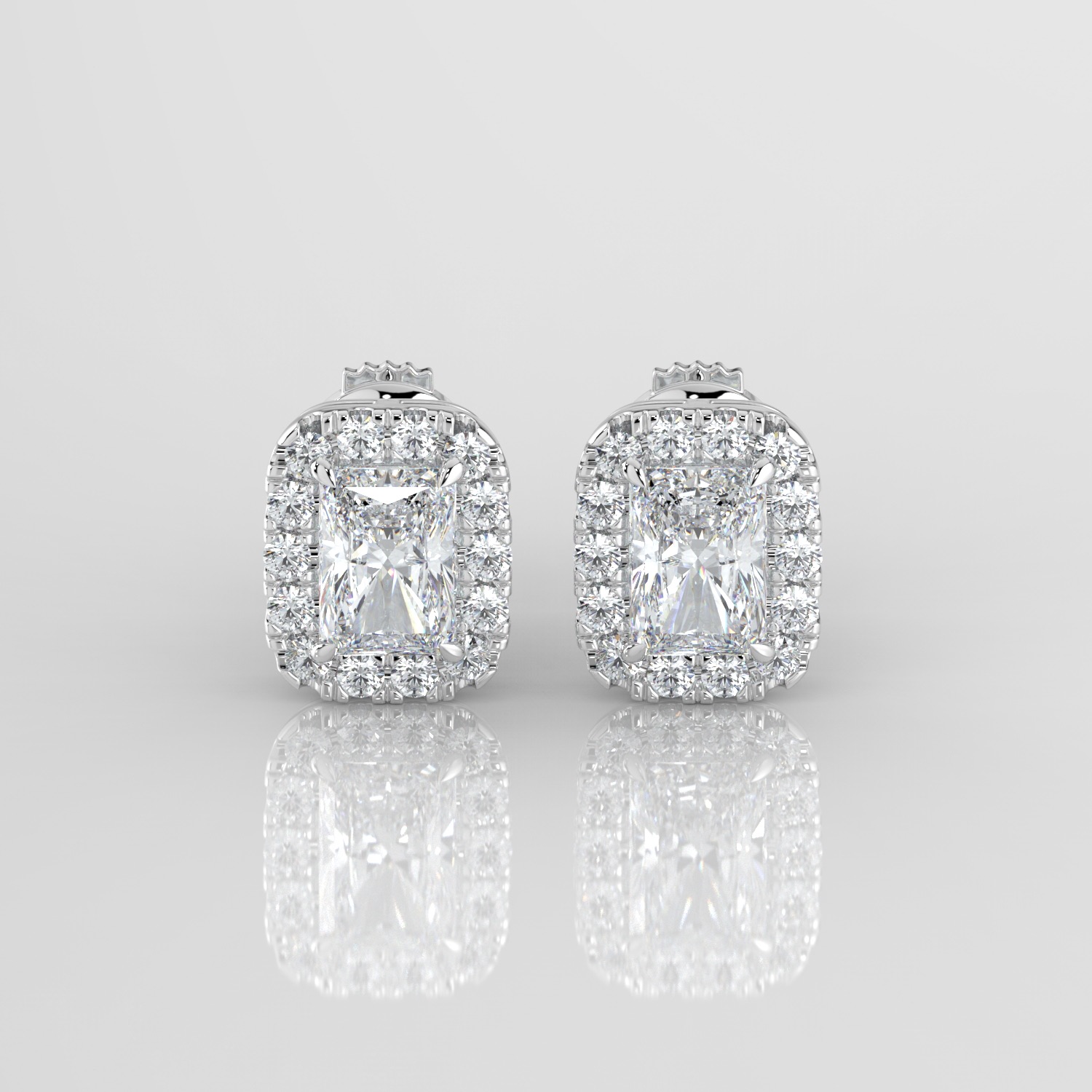 Radiant Diamond Halo Earrings