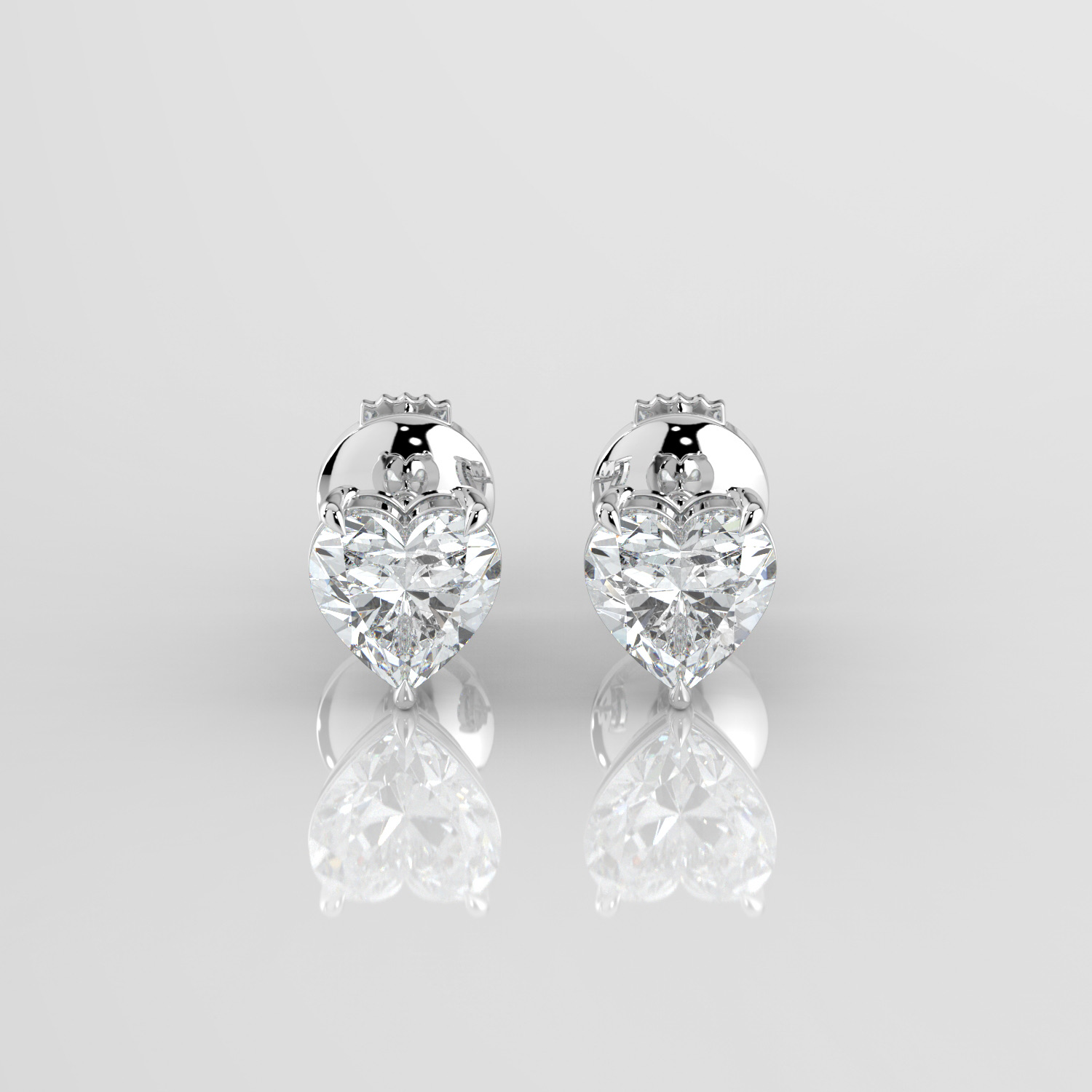 Heart Diamond Stud Earrings