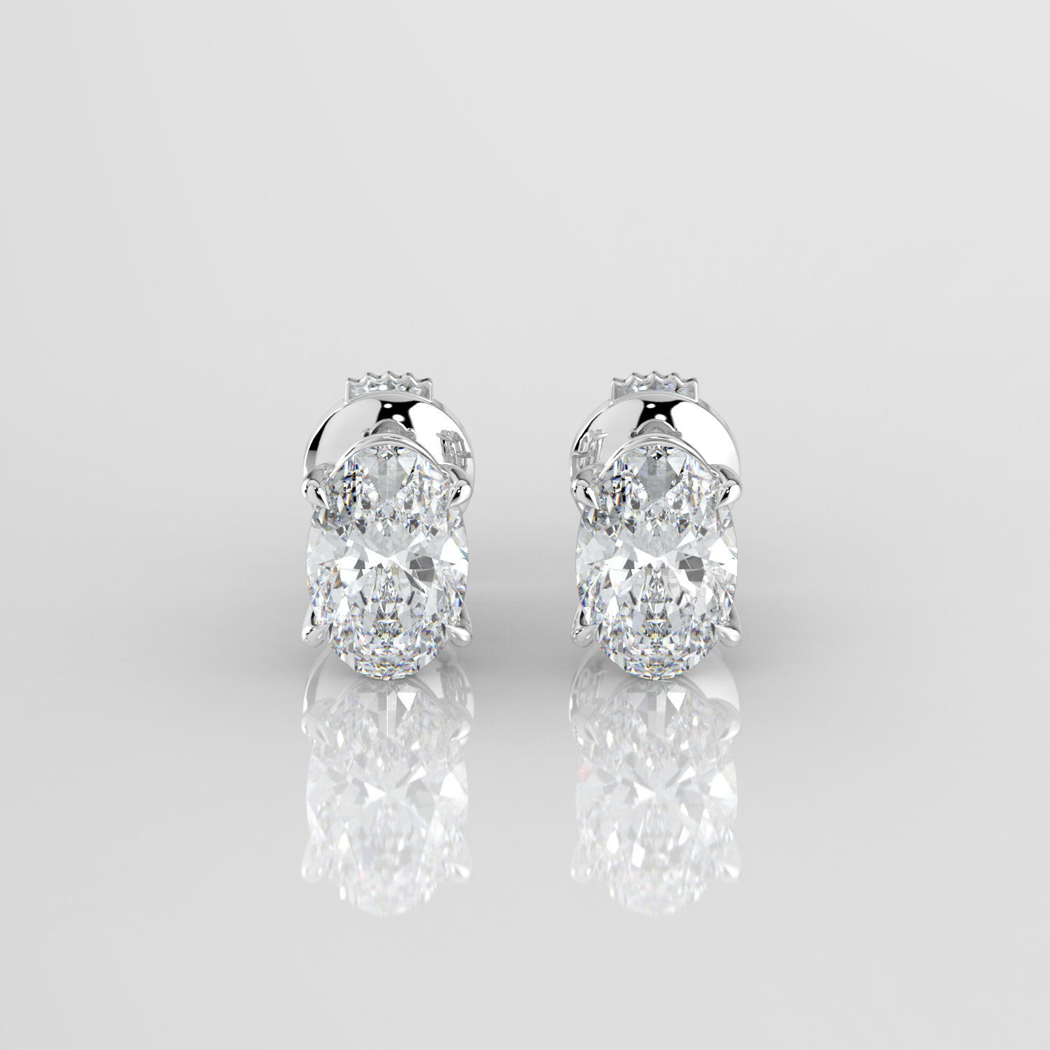 Oval Diamond Stud Earrings