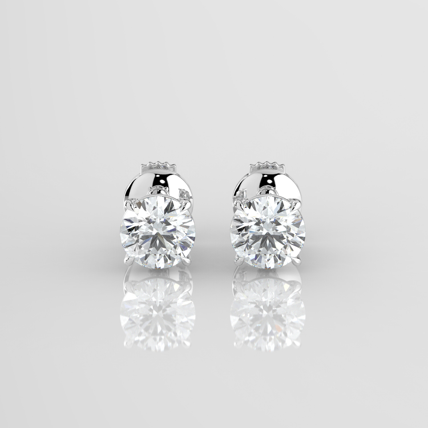 Round Diamond Stud Earrings