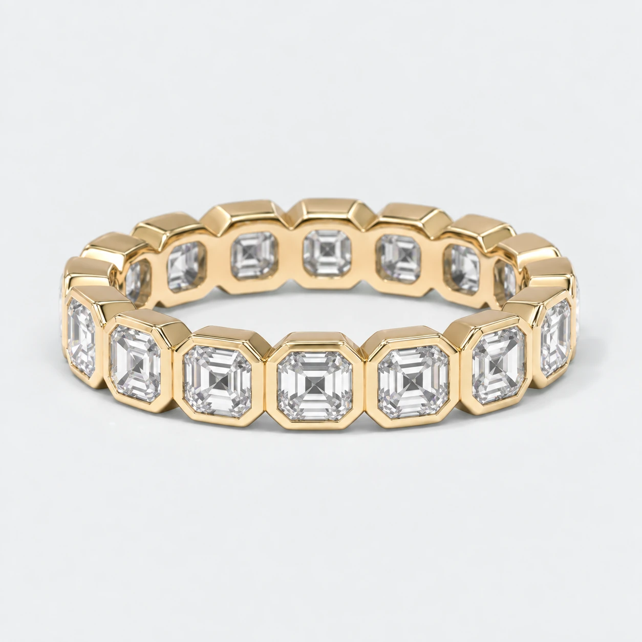 Asscher Bezel Diamond Eternity Ring, full eternity in 9ct Yellow Gold
