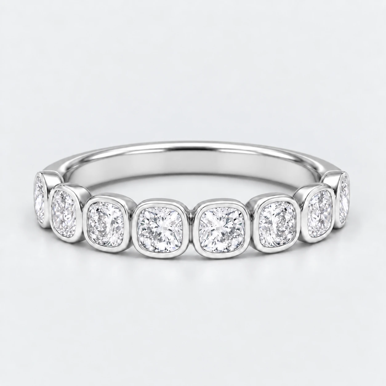 Cushion Bezel Diamond Eternity Ring, half eternity in 9ct White Gold