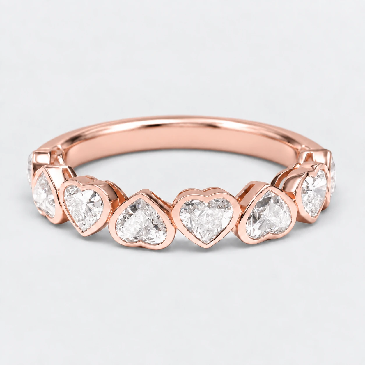 Heart Bezel Diamond Eternity Ring, half eternity in 9ct Rose Gold