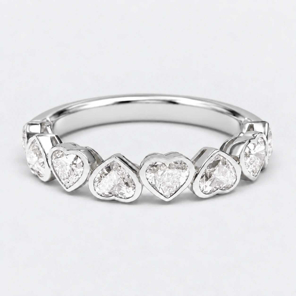 Heart Bezel Diamond Eternity Ring, half eternity in 9ct White Gold