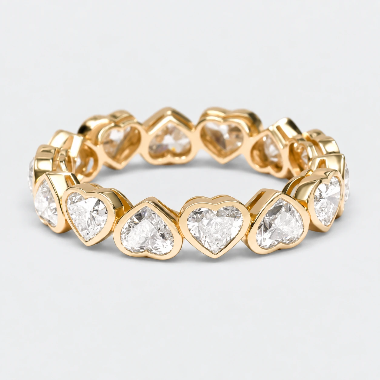 Heart Bezel Diamond Eternity Ring, full eternity in 9ct Yellow Gold