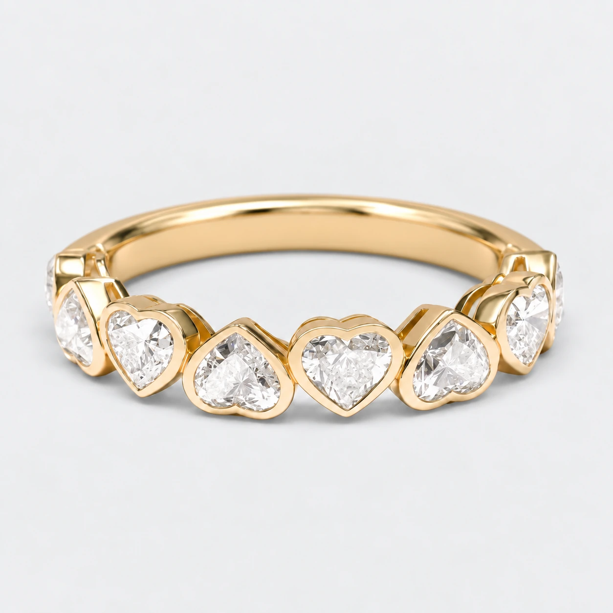 Heart Bezel Diamond Eternity Ring, half eternity in 9ct Yellow Gold