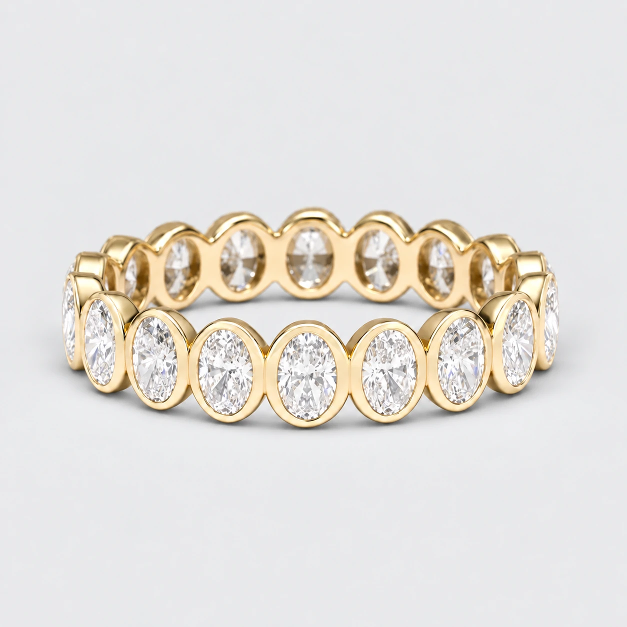 Oval Bezel Diamond Eternity Ring, full eternity in 9ct Yellow Gold