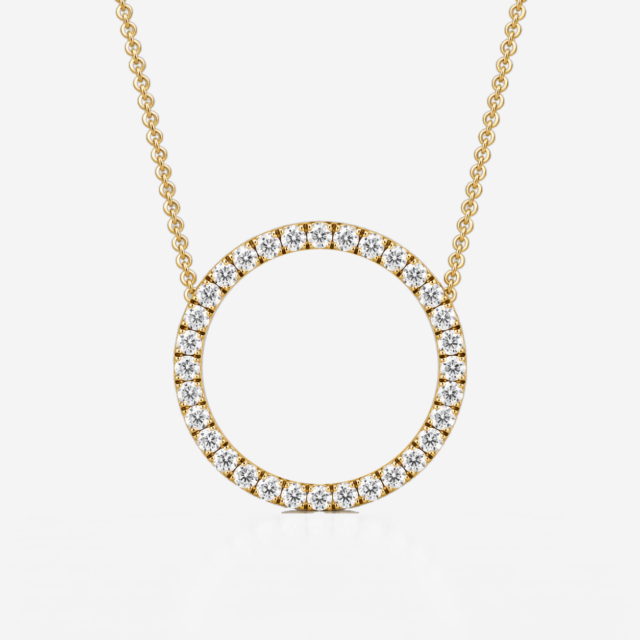 Open-circle diamond pendant in yellow gold