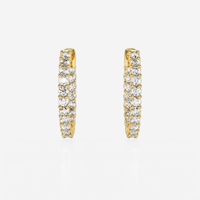 Diamond hoop earrings in yellow gold