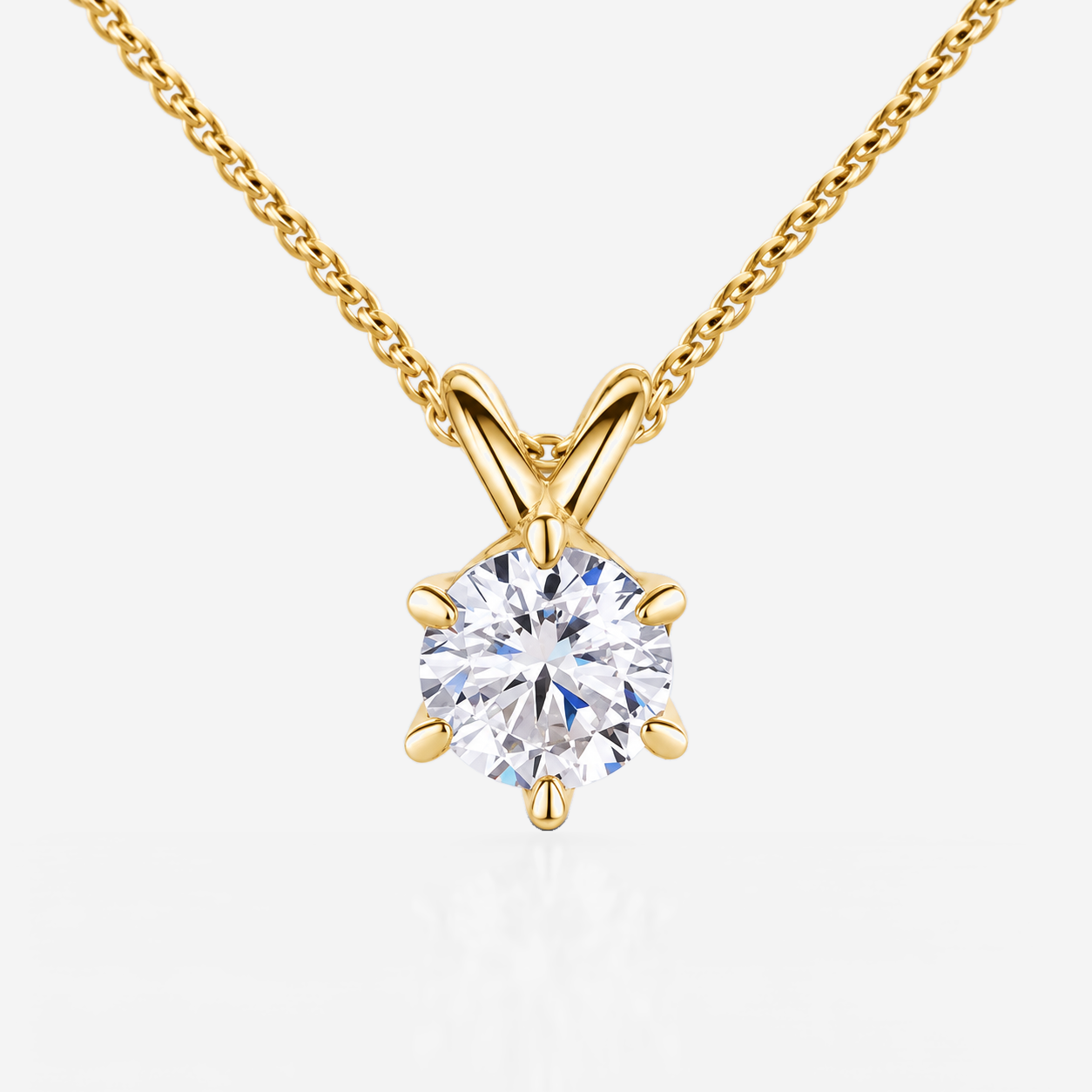 six claw round pendant in yellow gold, main view