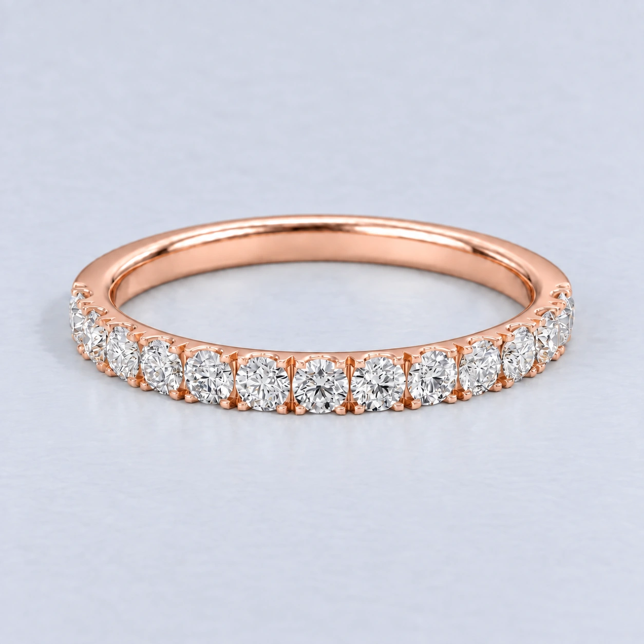 2.25mm Scallop Set Diamond Eternity Ring, half eternity in 9ct Rose Gold