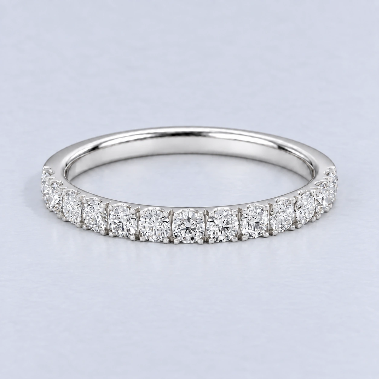 2.25mm Scallop Set Diamond Eternity Ring, half eternity in 9ct White Gold