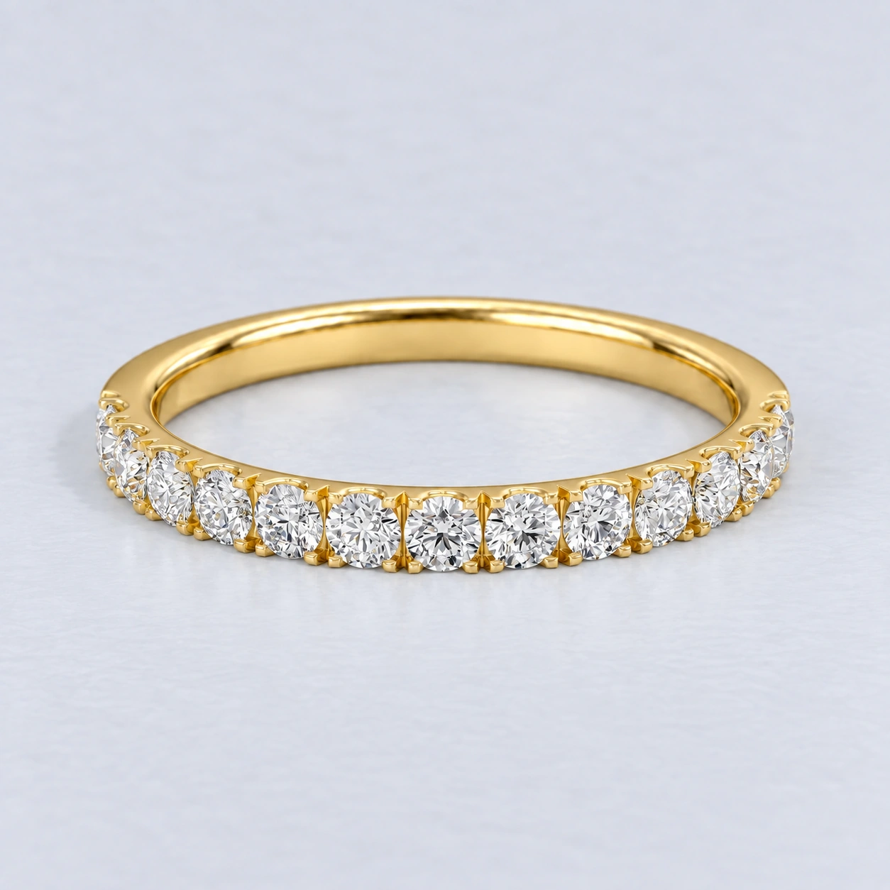 2.25mm Scallop Set Diamond Eternity Ring, half eternity in 9ct Yellow Gold
