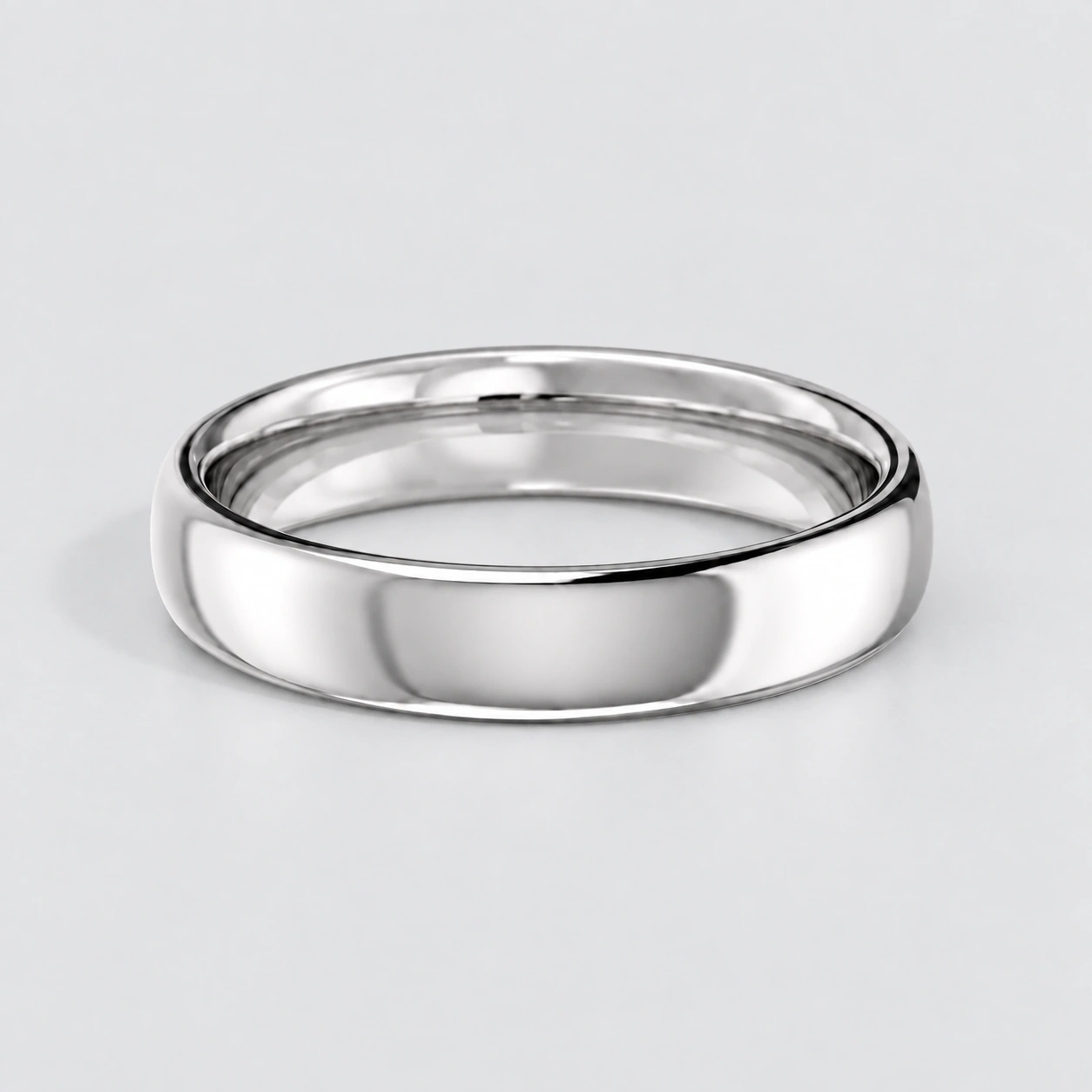 4mm Full Court Wedding Band, plain in Platinum