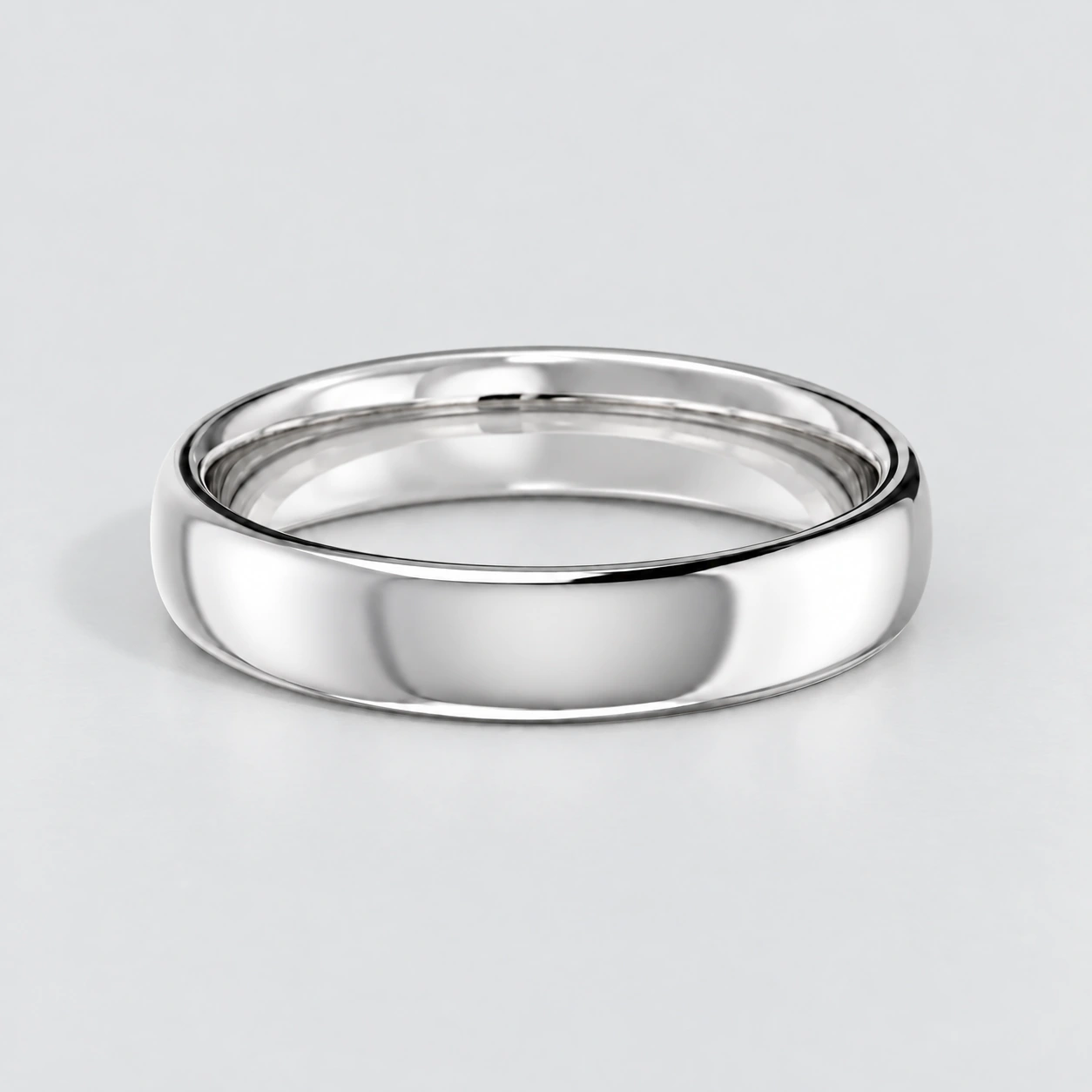 4mm Full Court Wedding Band, plain in 9ct White Gold