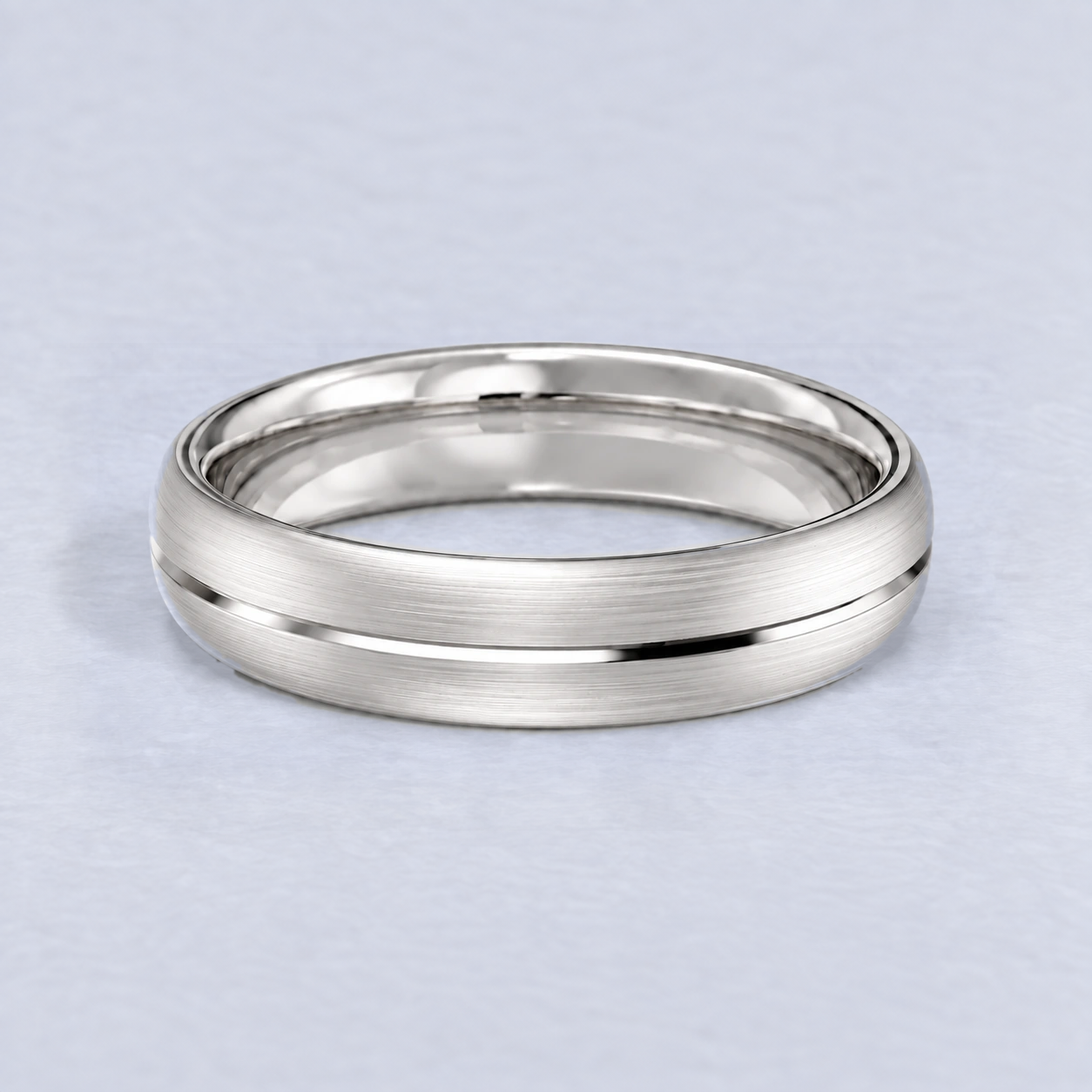 5mm Central Groove Wedding Band, Central Groove, Plain band in Platinum