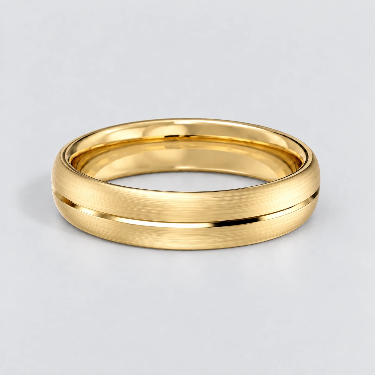 5mm Central Groove Wedding Band, plain in 9ct Yellow Gold