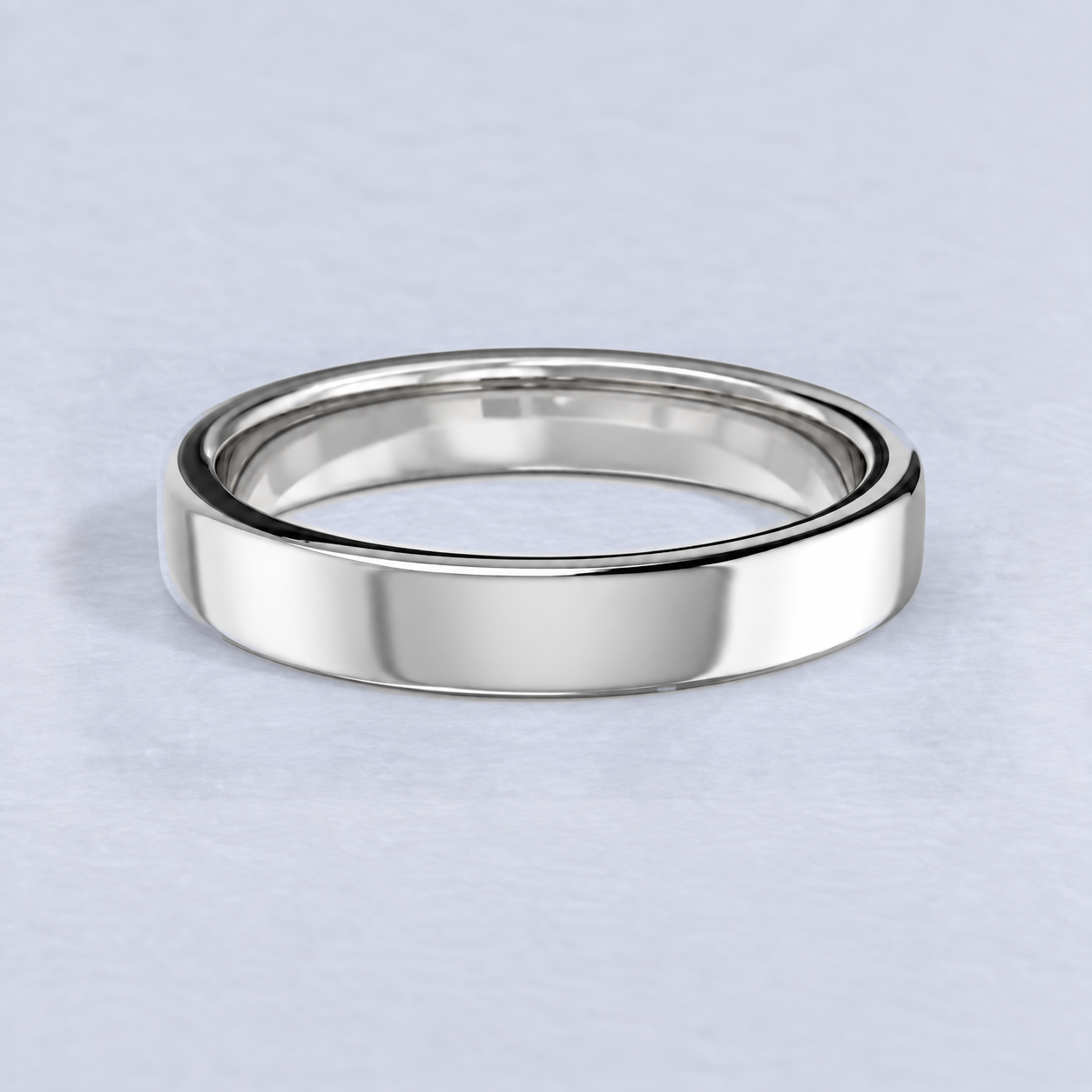 3.5mm Rounded Flat Wedding Band, Rounded Flat, Plain band in Platinum