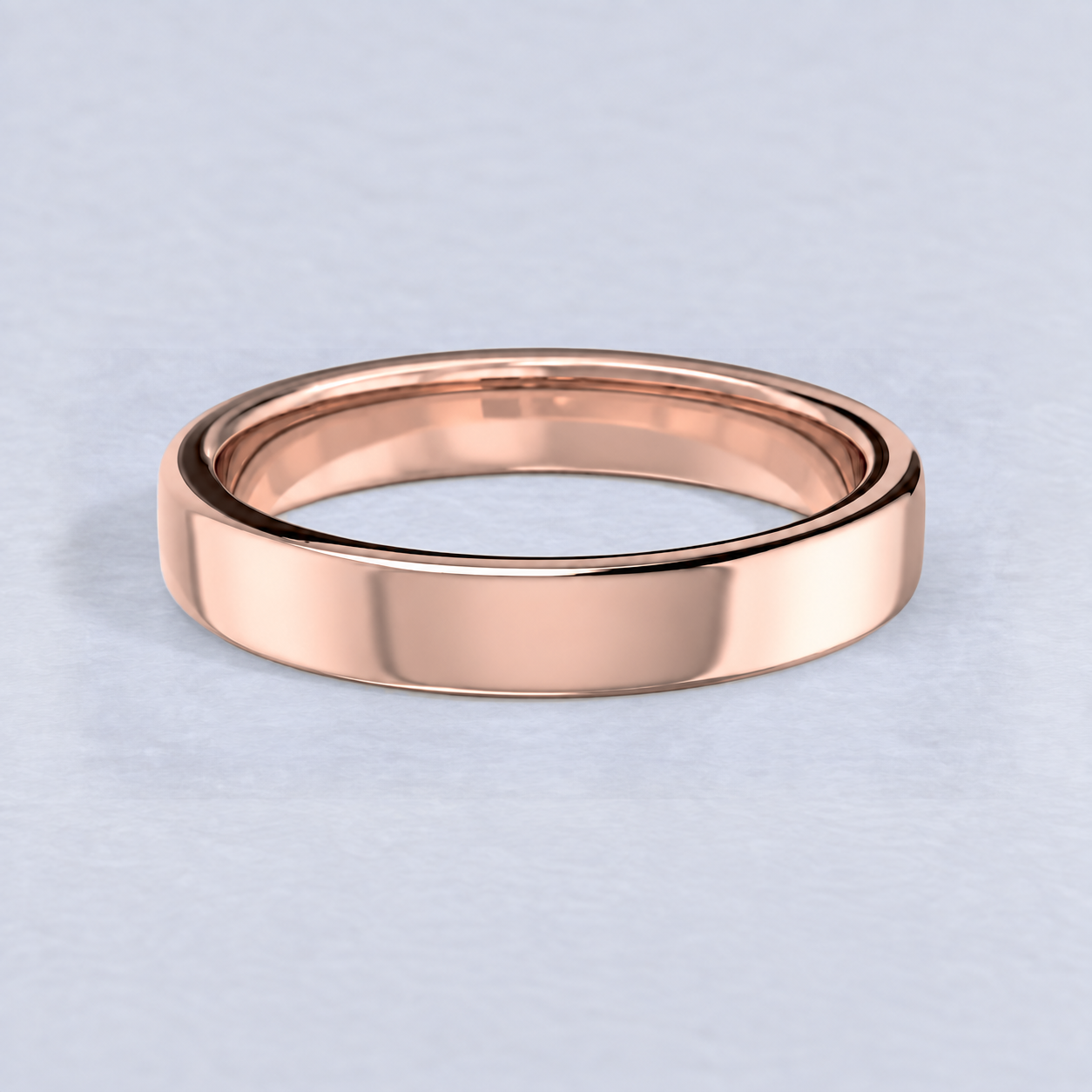 3.5mm Rounded Flat Wedding Band, Rounded Flat, Plain band in 18ct Rose Gold