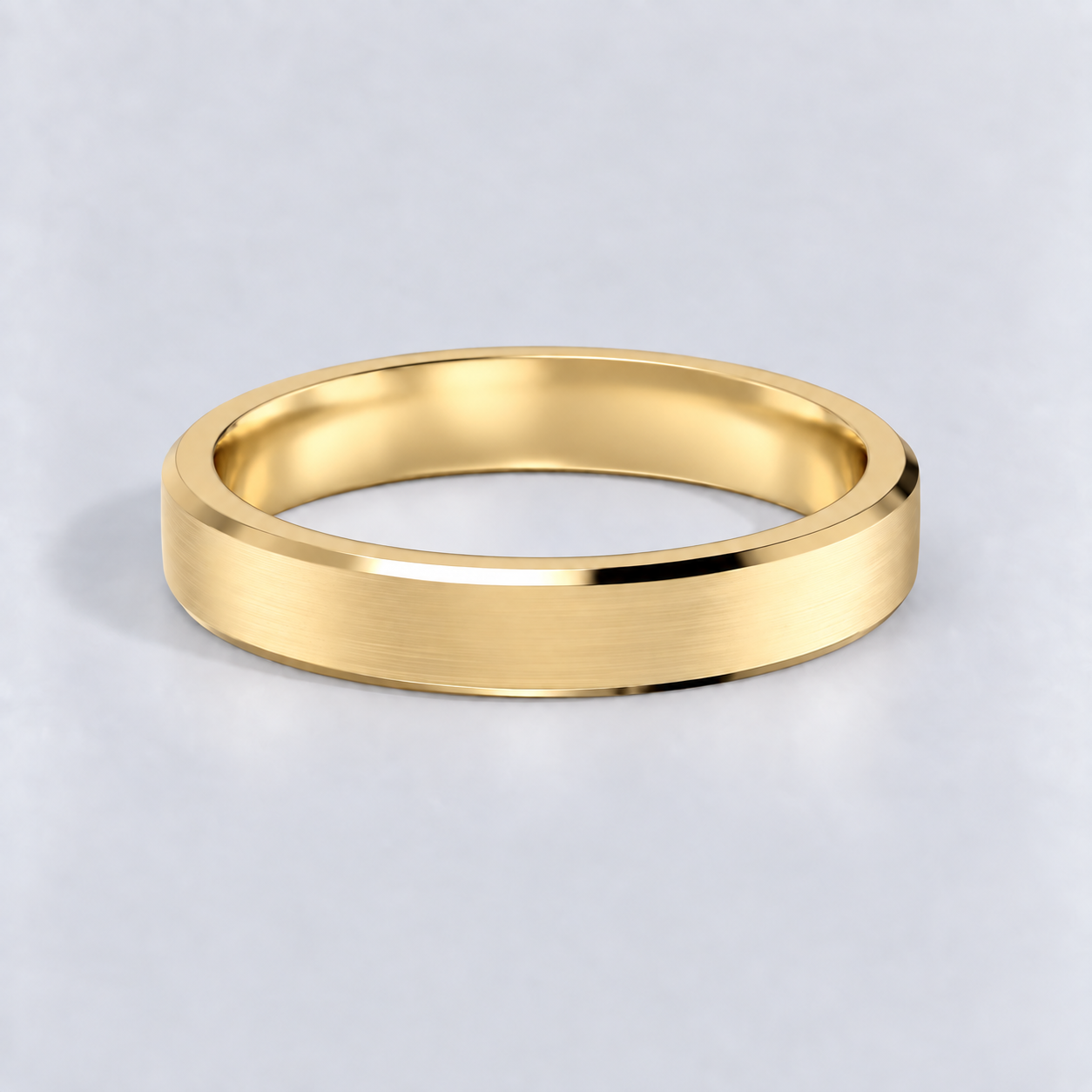 3.5mm Bevelled Edge Wedding Band, plain in 9ct Yellow Gold
