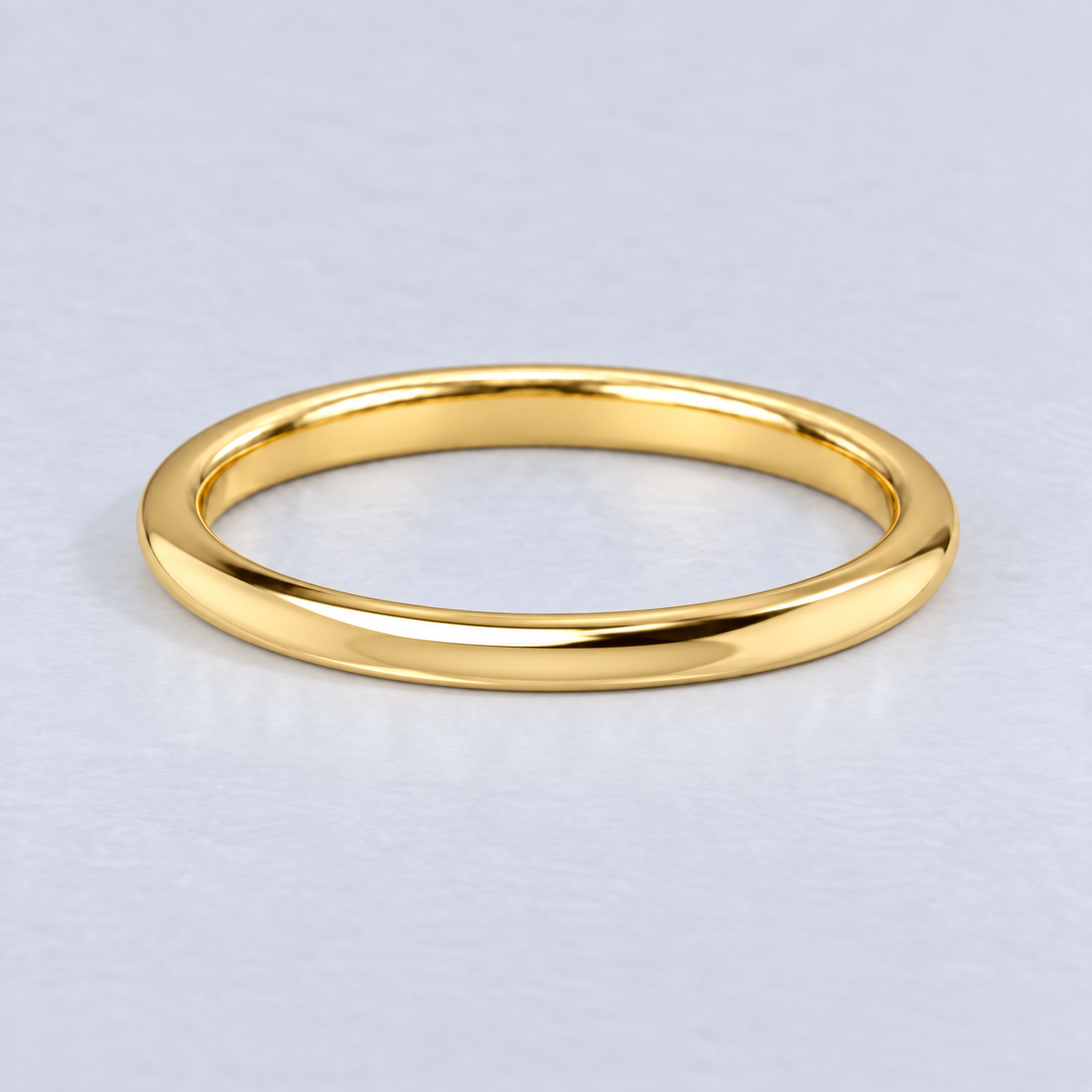 2mm D Shape Wedding Band, plain in 9ct Yellow Gold