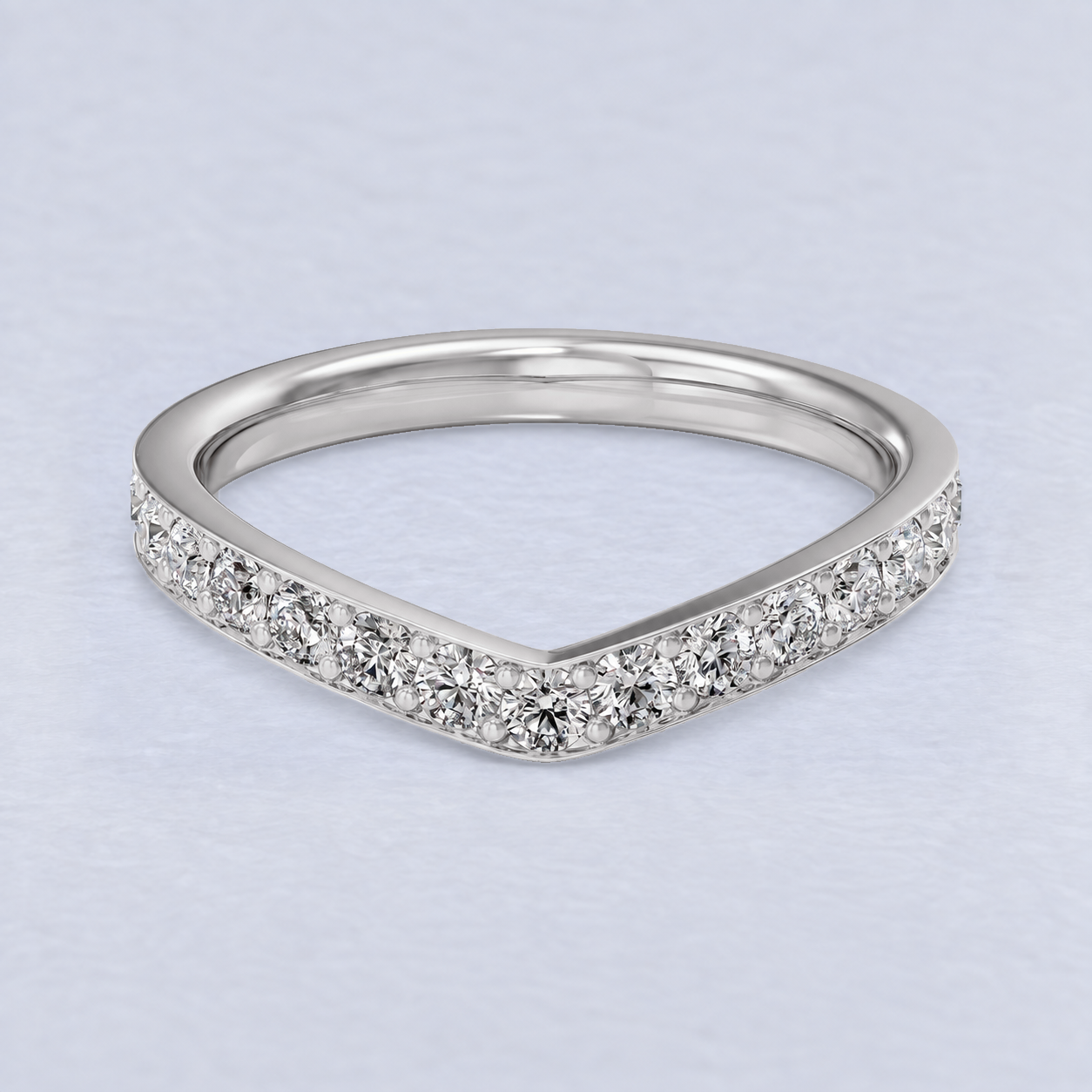 2.4mm Wishbone Pavé Diamond Wedding Band in Platinum