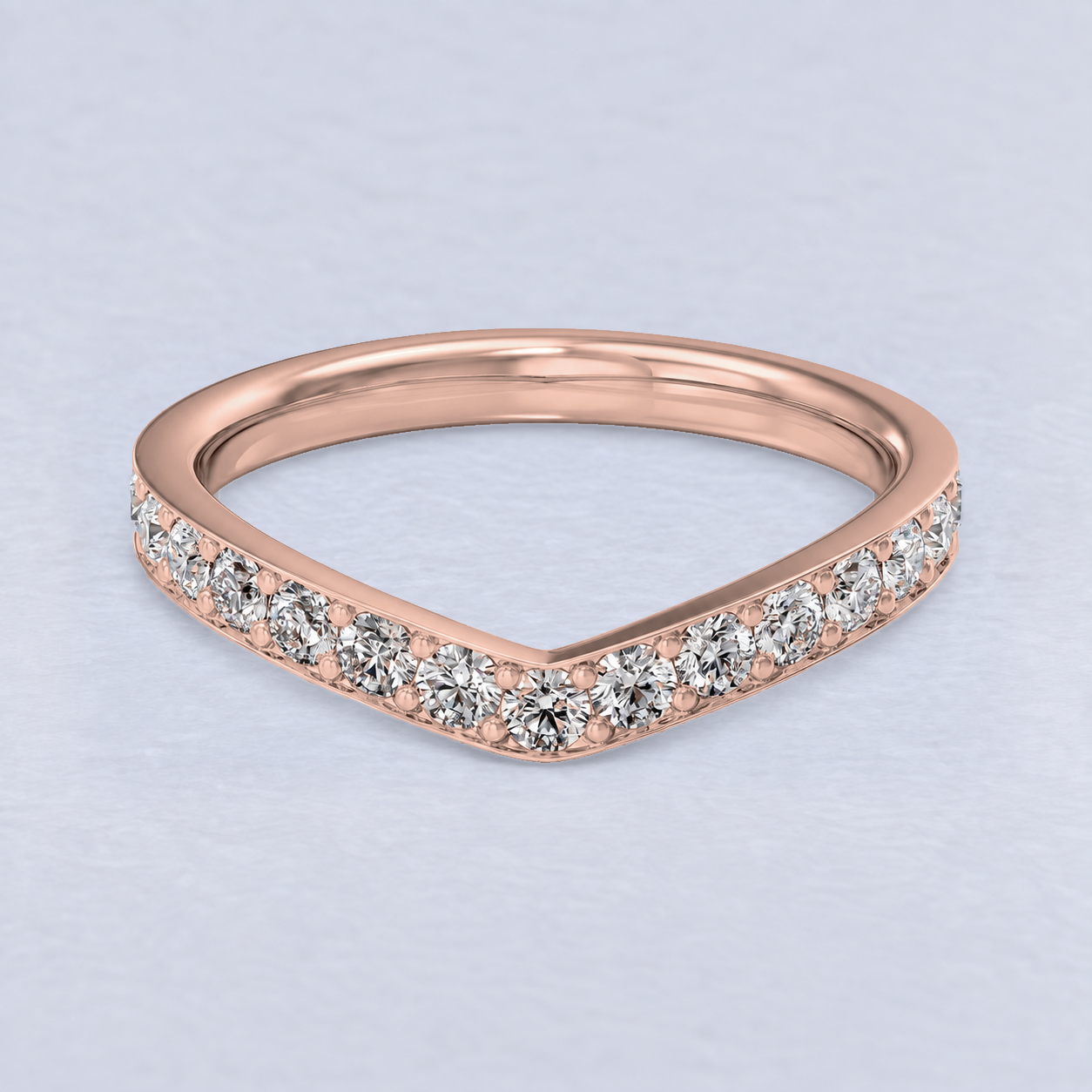2.4mm Wishbone Pavé Diamond Wedding Band