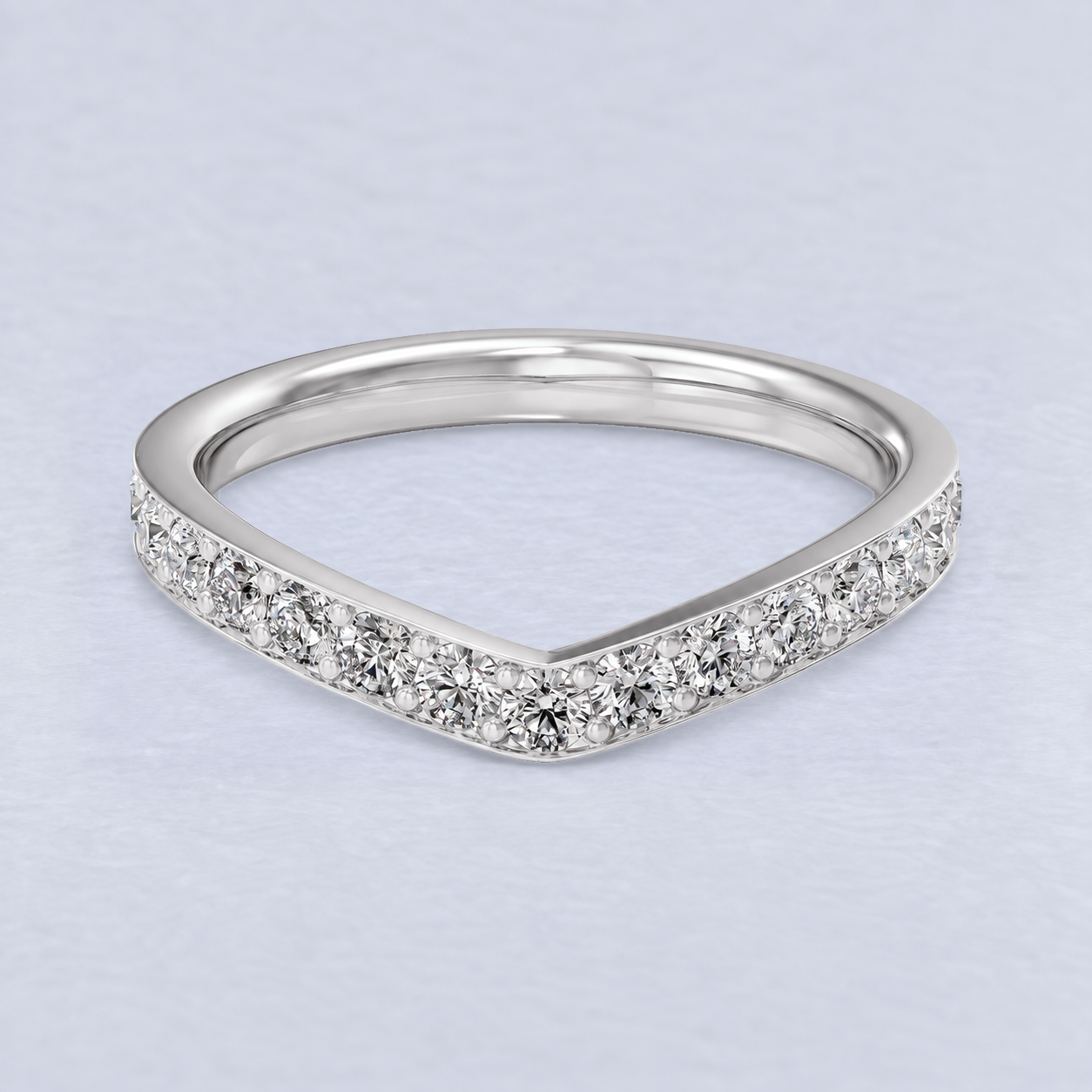 2.4mm Wishbone Pavé Diamond Wedding Band