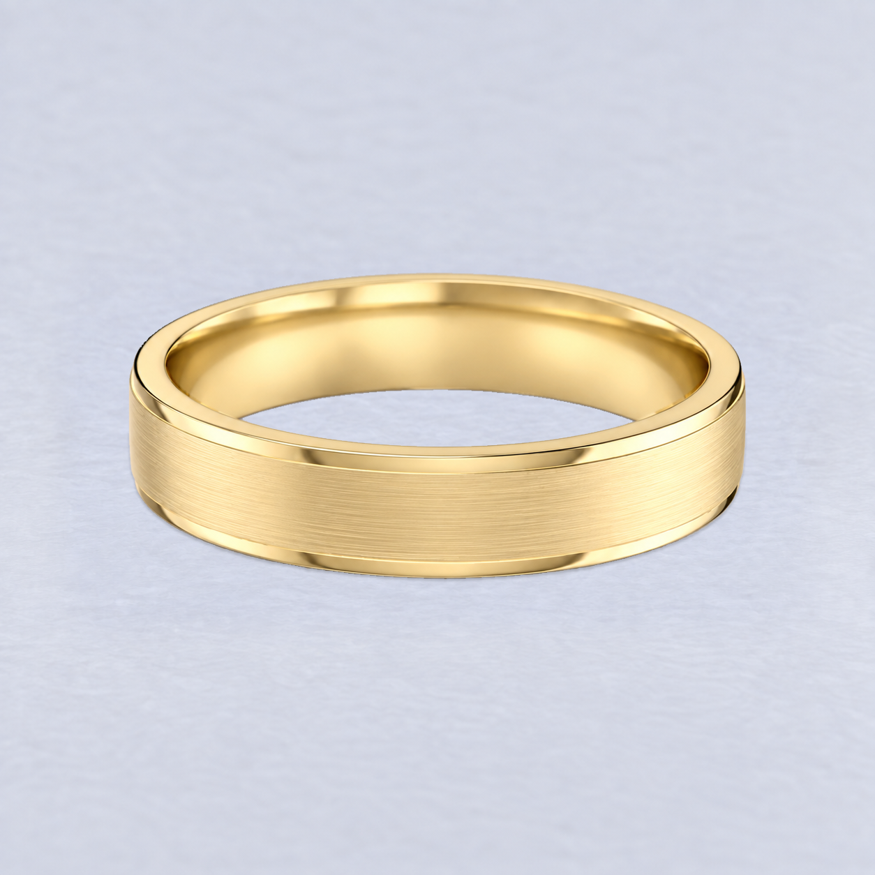 4.5mm Cut Down Edges Wedding Band, plain in 9ct Yellow Gold