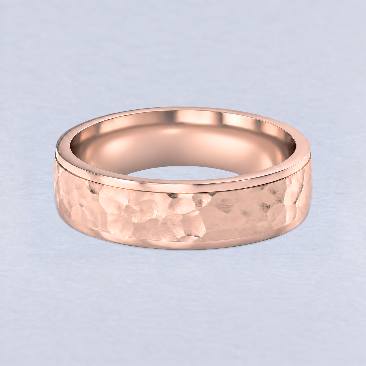 6mm Hammered Cut Down Edges Wedding Band