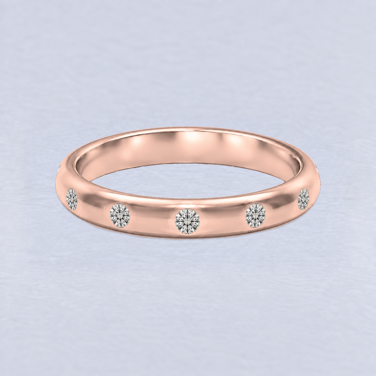 3mm 12 Stone Flush Diamond Wedding Band
