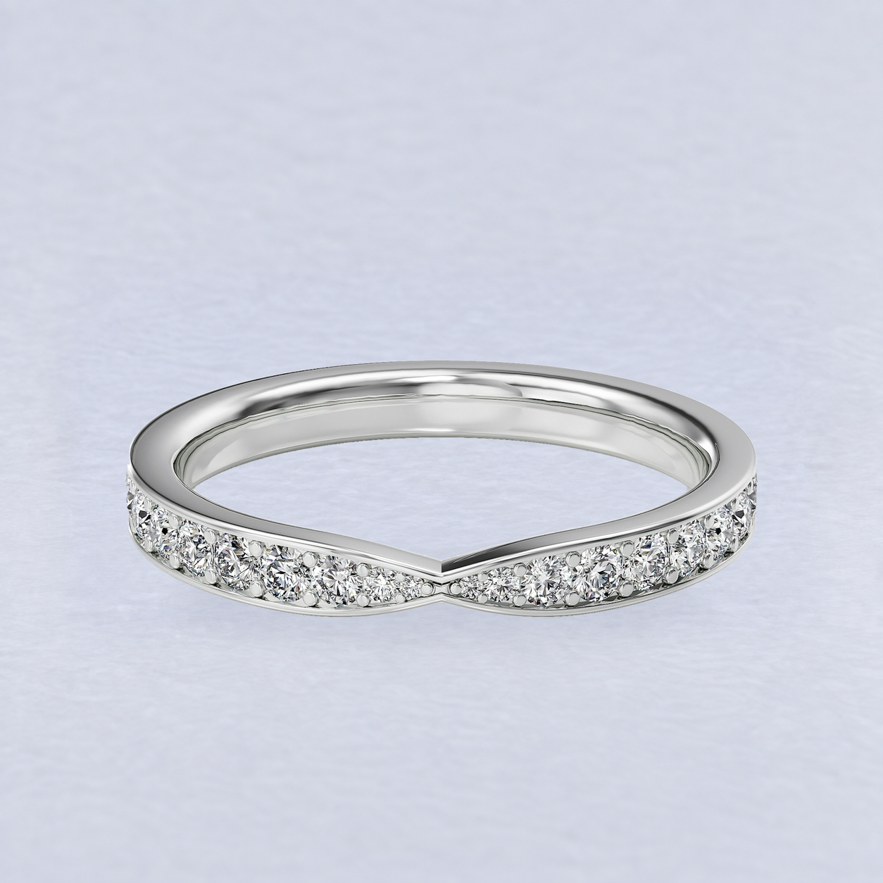 2.4mm Pinch Pavé Diamond Wedding Band in Platinum