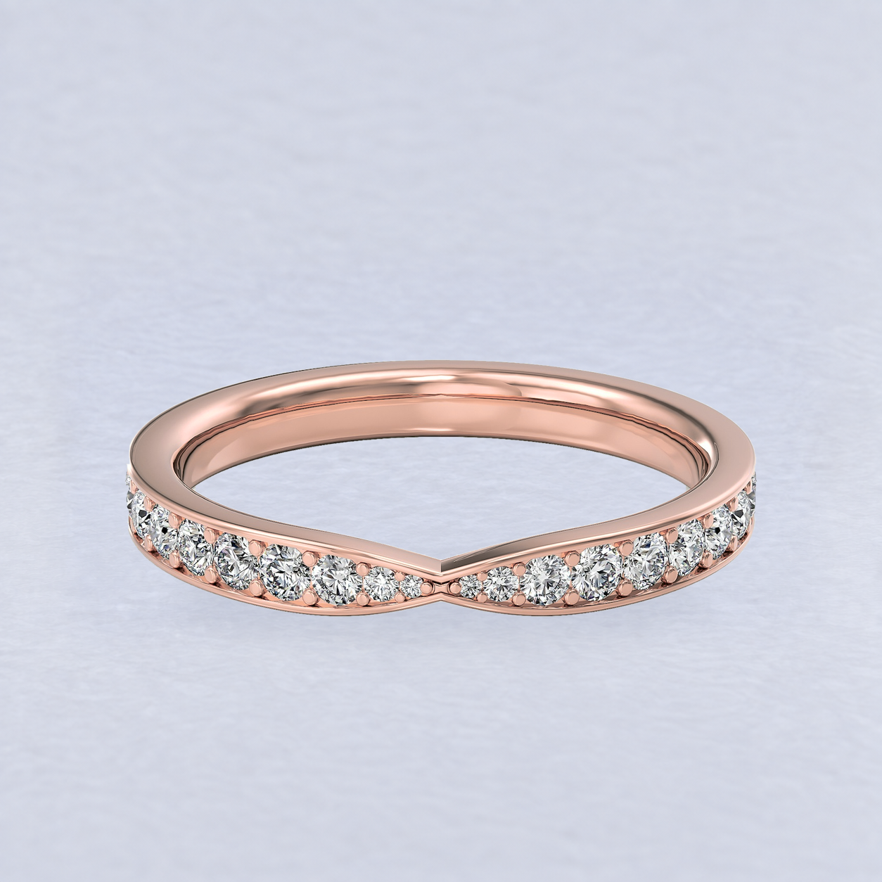 2.4mm Pinch Pavé Diamond Wedding Band