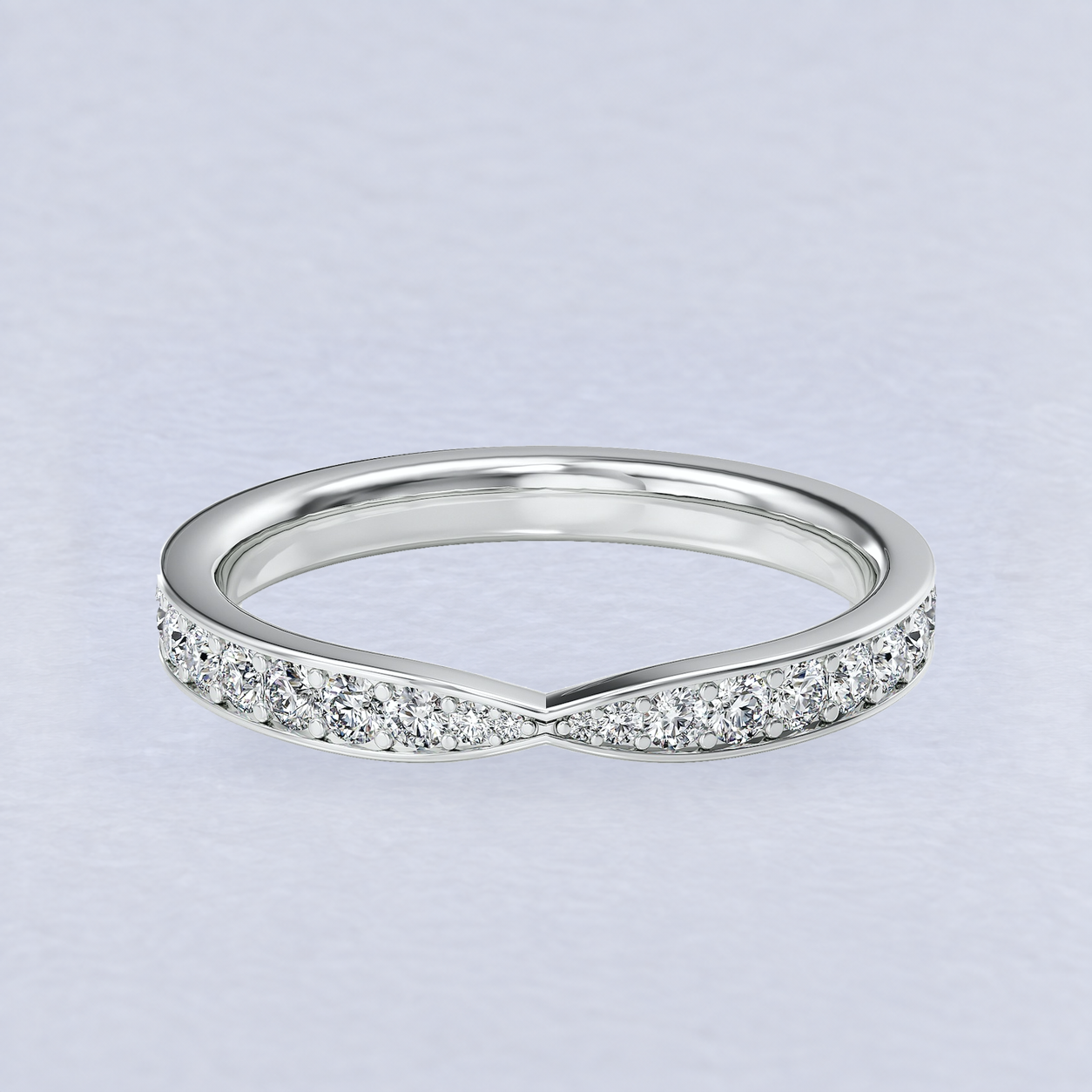2.4mm Pinch Pavé Diamond Wedding Band