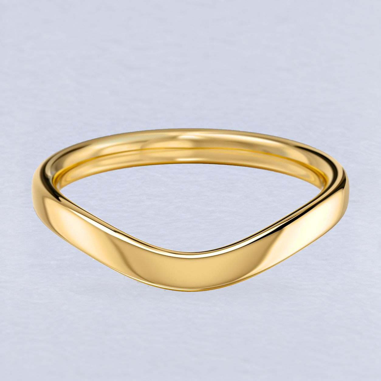 2.4mm Wave Wedding Band, plain in 9ct Yellow Gold