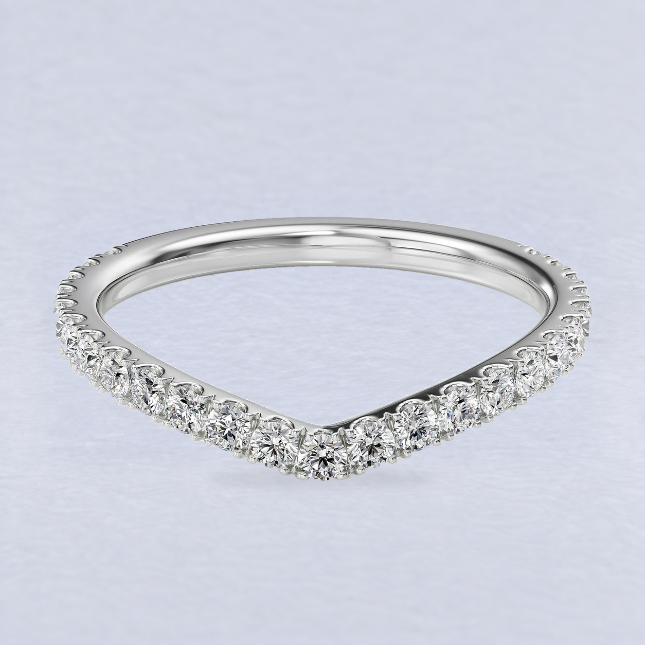 1.8mm Wishbone Scallop Diamond Wedding Band in Platinum