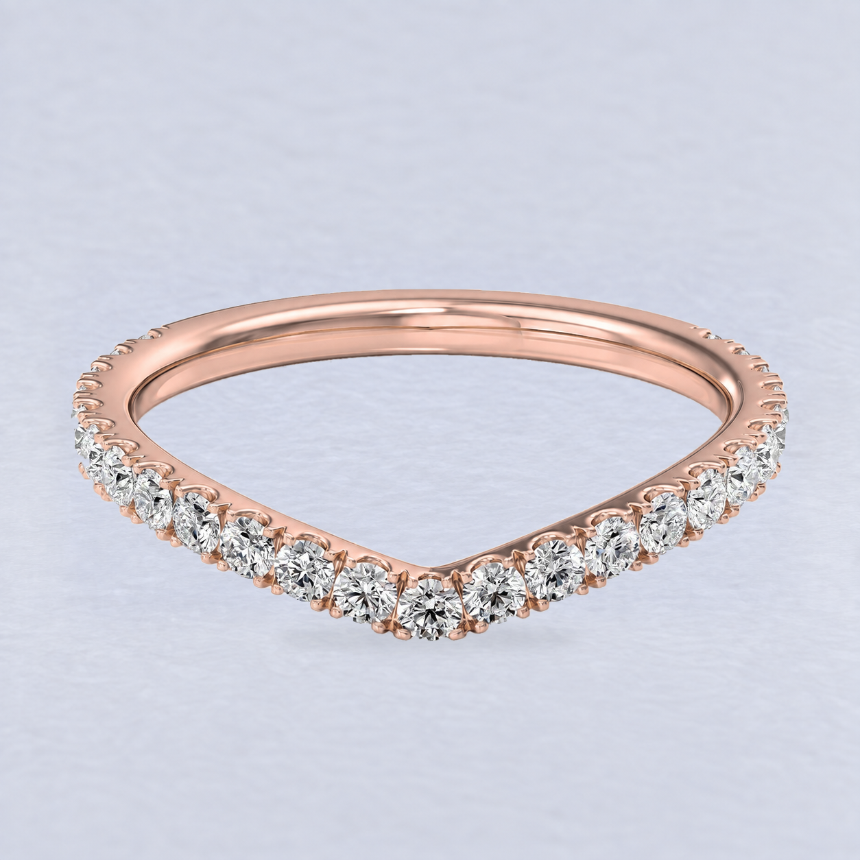 1.8mm Wishbone Scallop Diamond Wedding Band