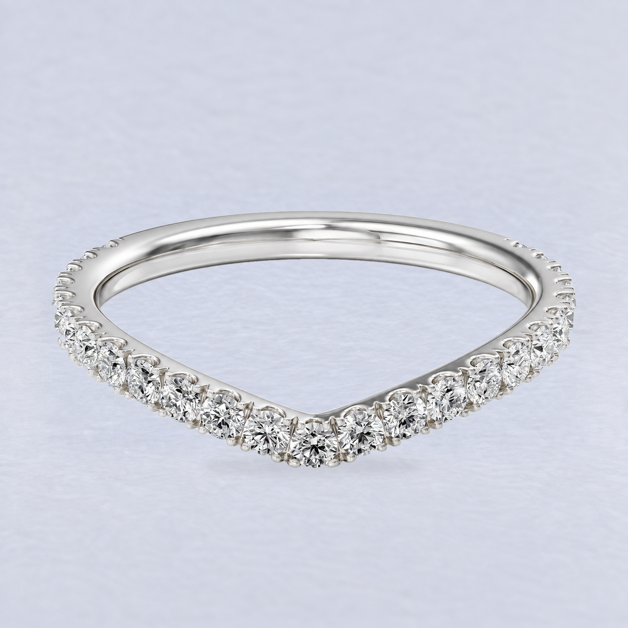 1.8mm Wishbone Scallop Diamond Wedding Band