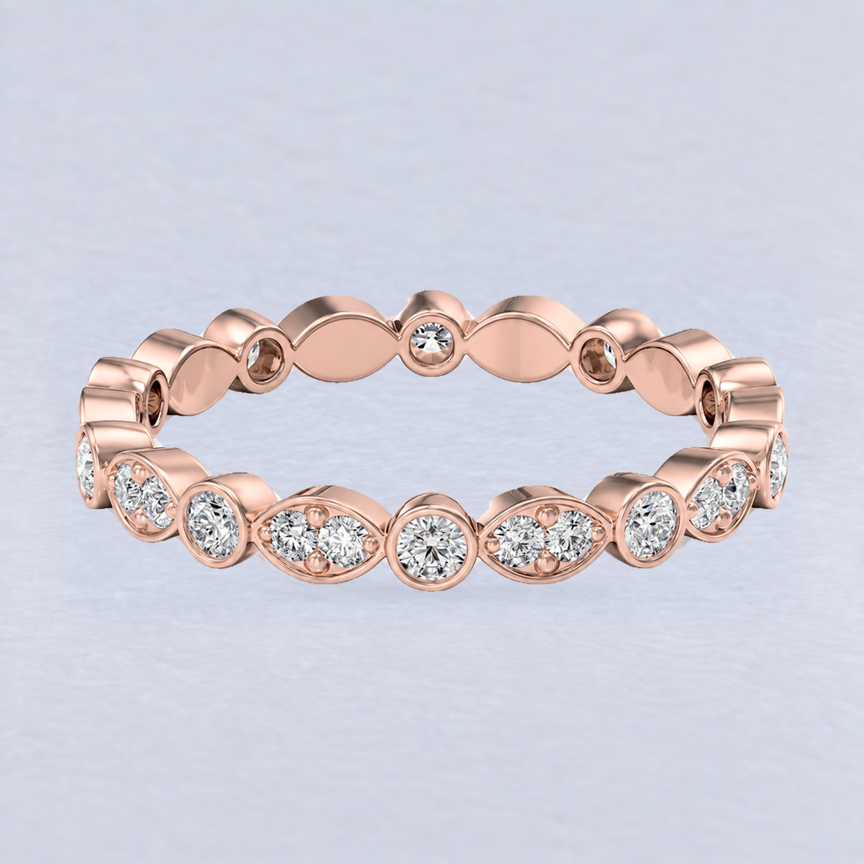 2.4mm Alternating Bezel & Pavé Diamond Eternity Band