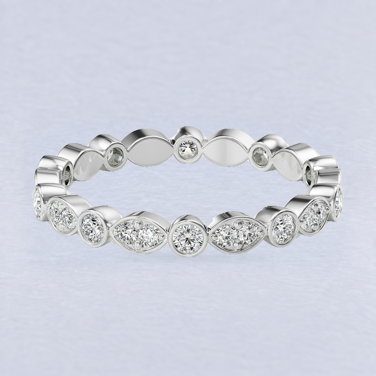 2.4mm Alternating Bezel & Pavé Diamond Eternity Band
