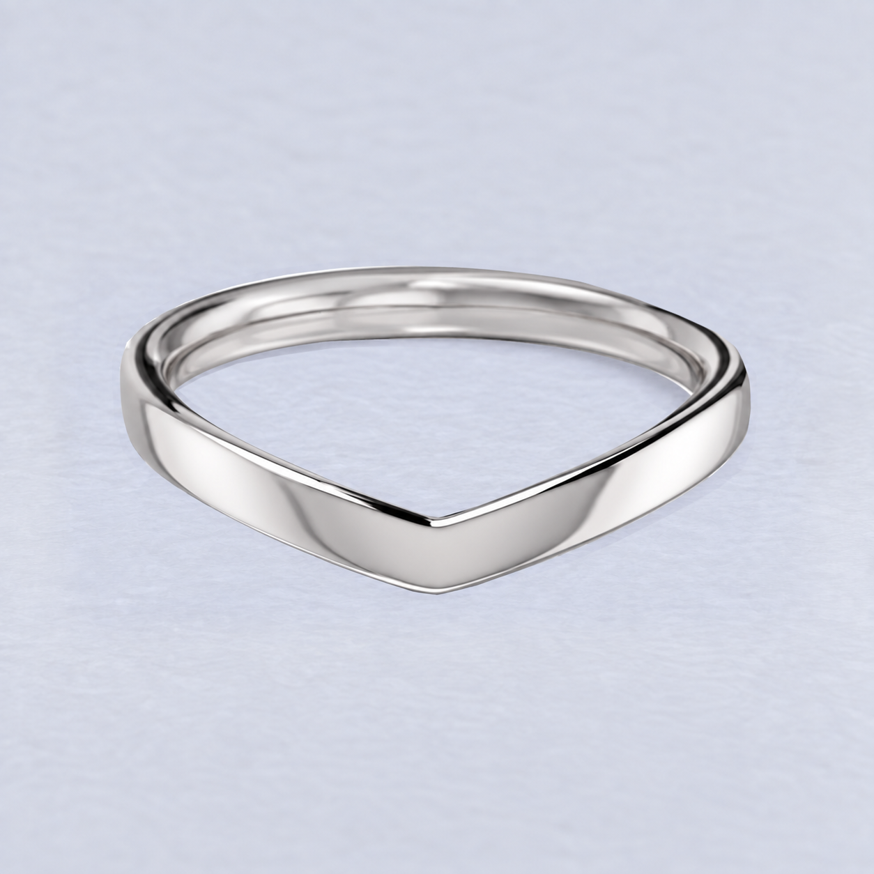 2.4mm Polished Wishbone Wedding Band, Wishbone, Plain band in Platinum