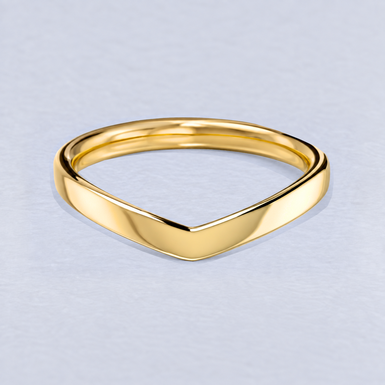 2.4mm Polished Wishbone Wedding Band, plain in 9ct Yellow Gold