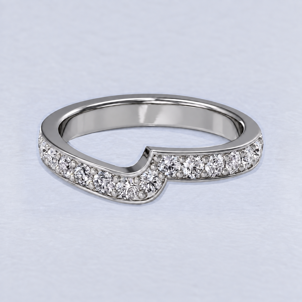 3mm Asymmetric Contour Pavé Wedding Band in Platinum